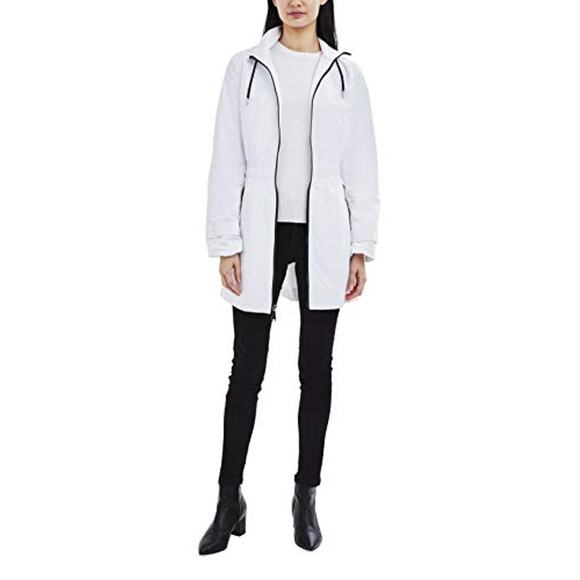 Laundry by Shelli Segal Anorak Coat Jacket Hooded Zip Up White SZ Small NEW - Picture 1 of 8